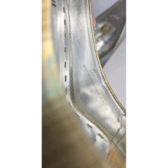 Gianni Bini Gold Iridescent Leather Peep Toe Pumps High Heel Sz 9 shine @ Hoco - Picture 3 of 8